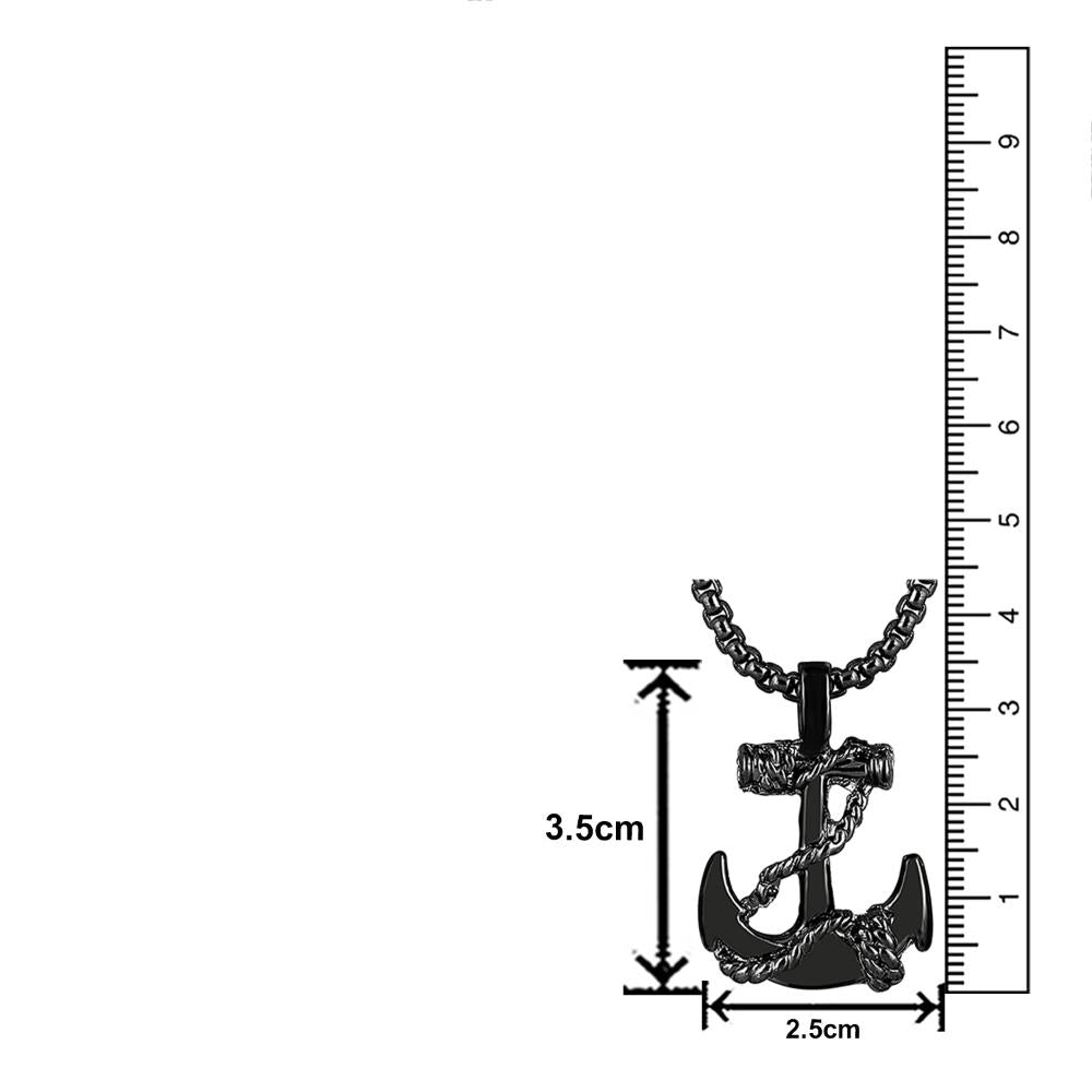 Mahi Black Plated Exclusive Unisex Sailor Anchor Necklace Pendant with Box Chain (PS1101882B)