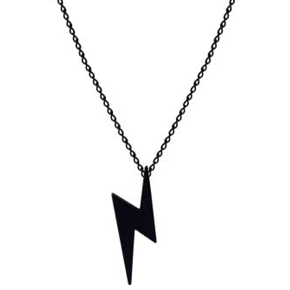 Mahi Black Gunmetal Plated Lightning Bolt Shaped Zig Zag Pendant Necklace for Men and Women (PS1101883B)r Women (PS1101886RRed)