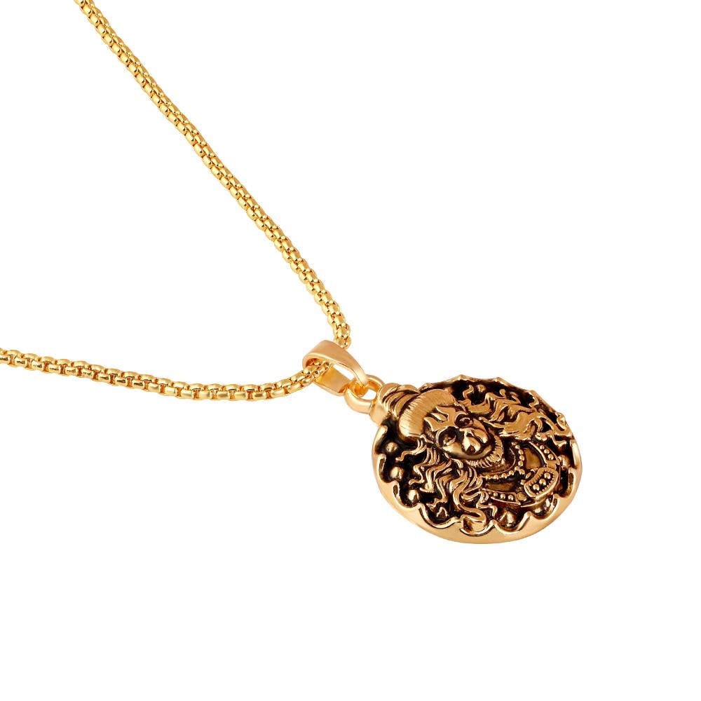 Mahi Unisex Bajrangbali Hanuman Pendant with Chain with Golden Plating (PS1101916G)