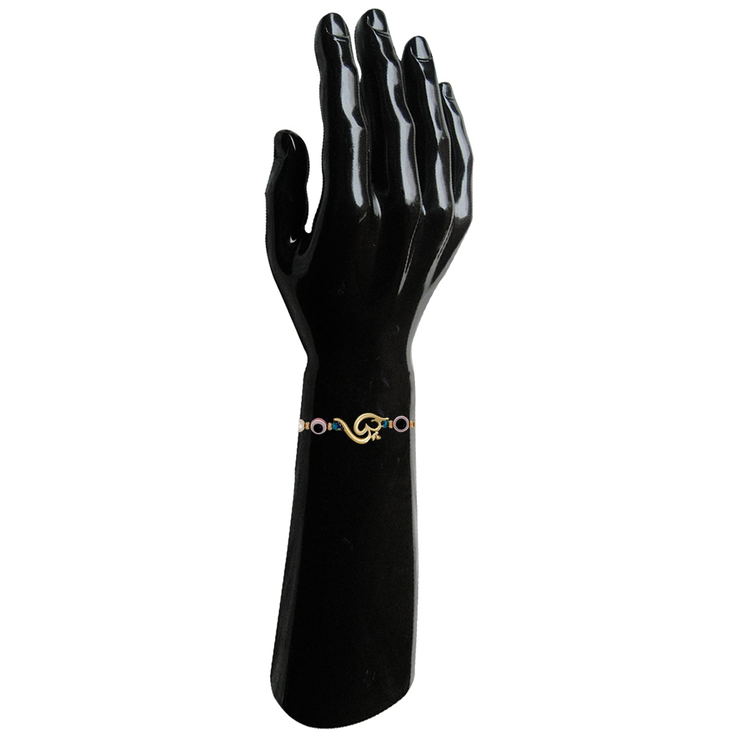 Mahi Gold Plated Om and Evil Eye Rakhi for Bhaiya (RA1100723G)