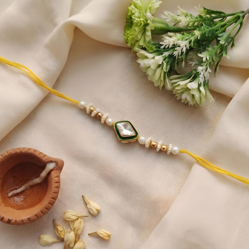 Js Fashion Premium Stone Pearl Designer Rakhi Combo Pack 3 for Brother