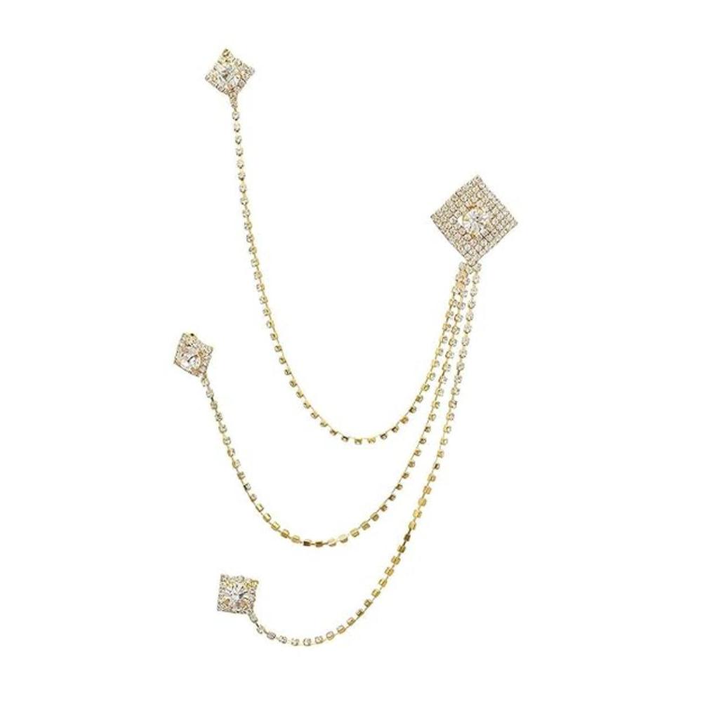 Etnico Eye Catching Stone Studded Three Chain Pin Brooch For Men (SM38)