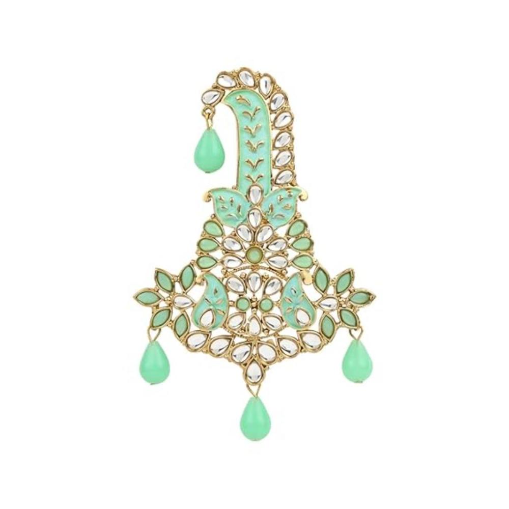 Etnico Gold Plated Meenakari Kundan Pearl Drop Safa Kalangi Brooch for Groom/Men/Dulha Pagadi (SM62Min)