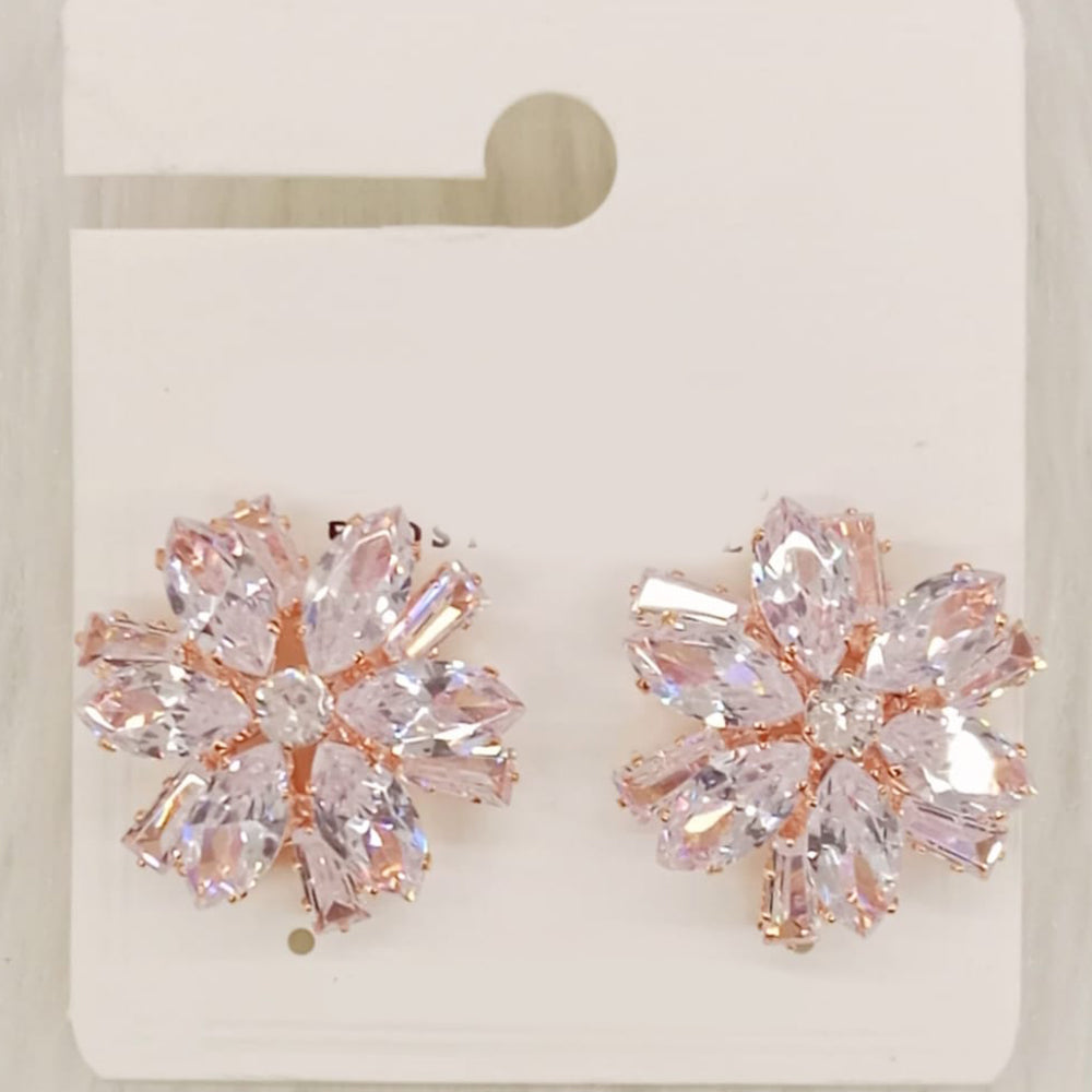 Dhwani Silver Plated Trendy Sparkle American Diamond Stud Earrings