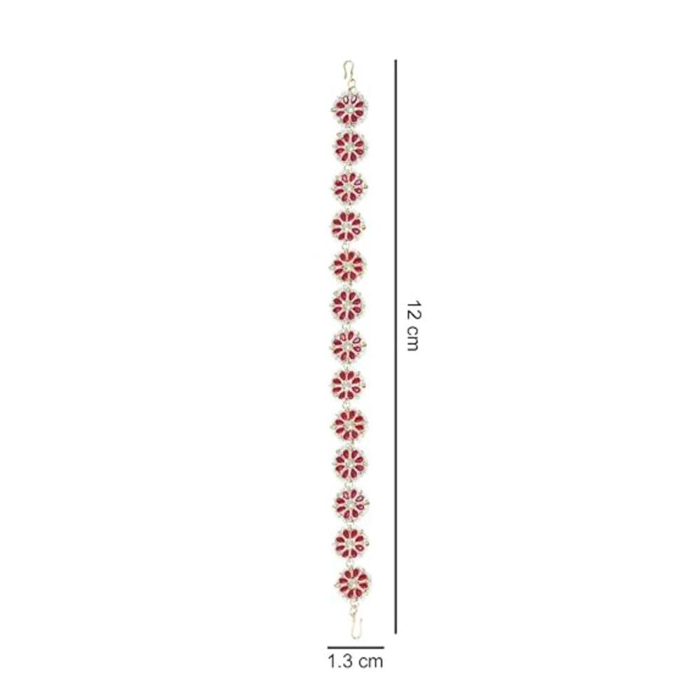 Etnico Gold Plated Floral Kundan & Pearl Sheeshphool/SheeshPatti for Women (T2064Q)