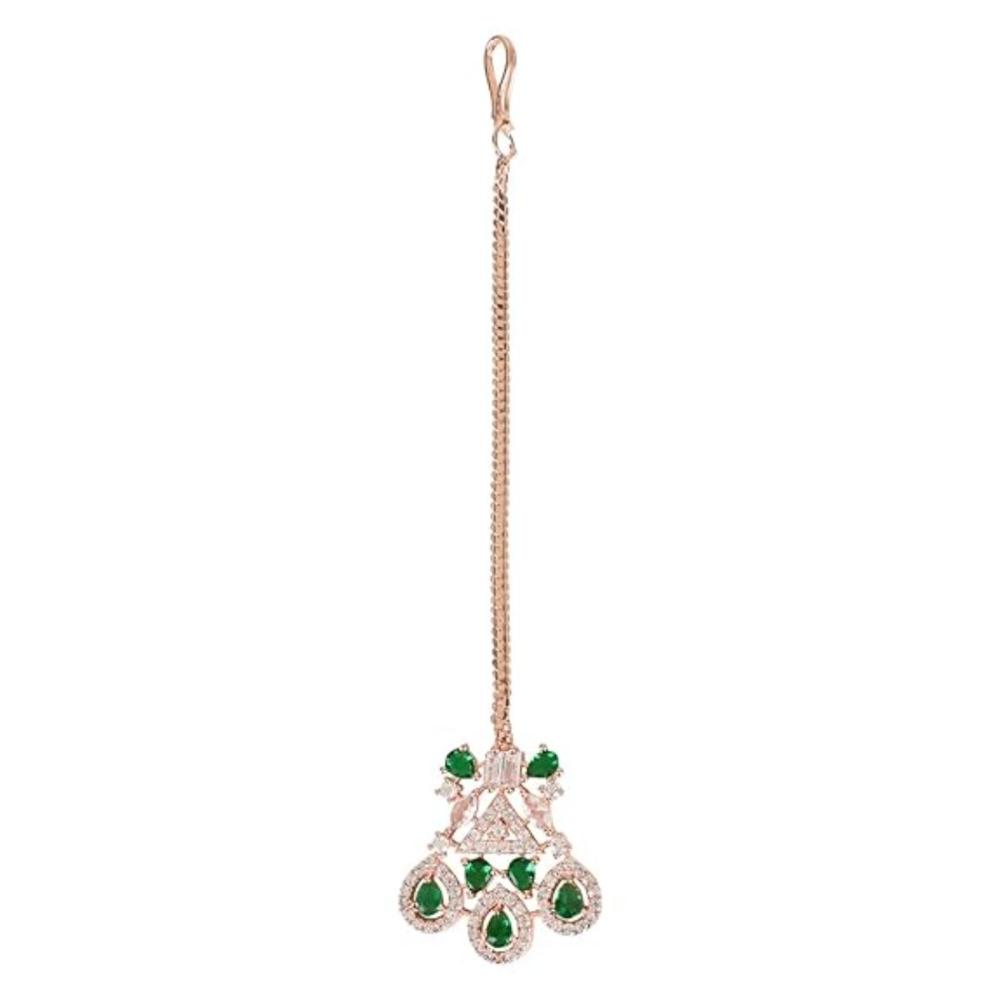 Etnico Rose Gold Plated Diamond Maang Tikka for Women (T2112G)