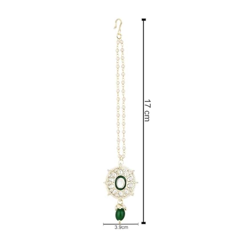 Etnico Gold Plated Traditional Kundan & Pearl Maang Tikka For Women (T2142G)
