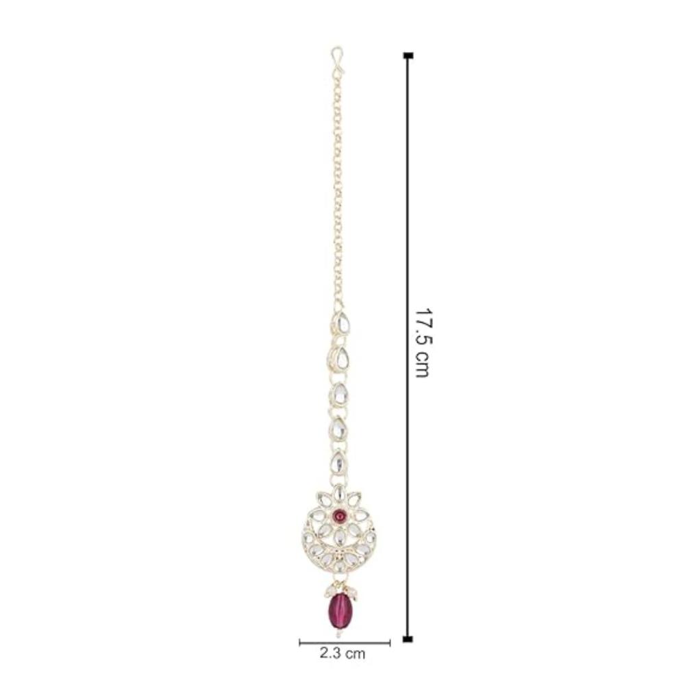 Etnico Gold Plated Traditional Kundan & Pearl Maang Tikka For Women (T2168Wi)