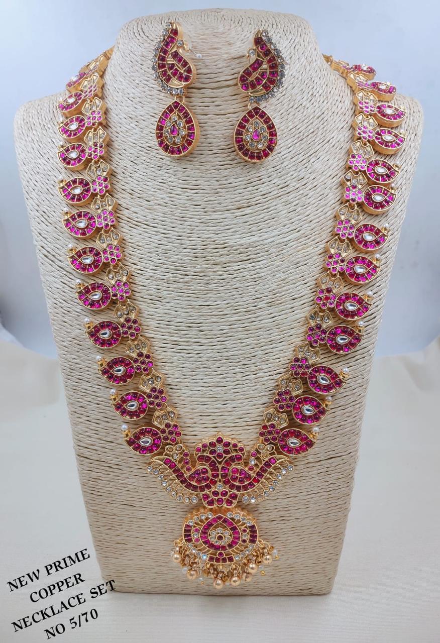 LAFZ Royal Emerald Peacock Long Haram Necklace Set with Matching Earrings - TM605