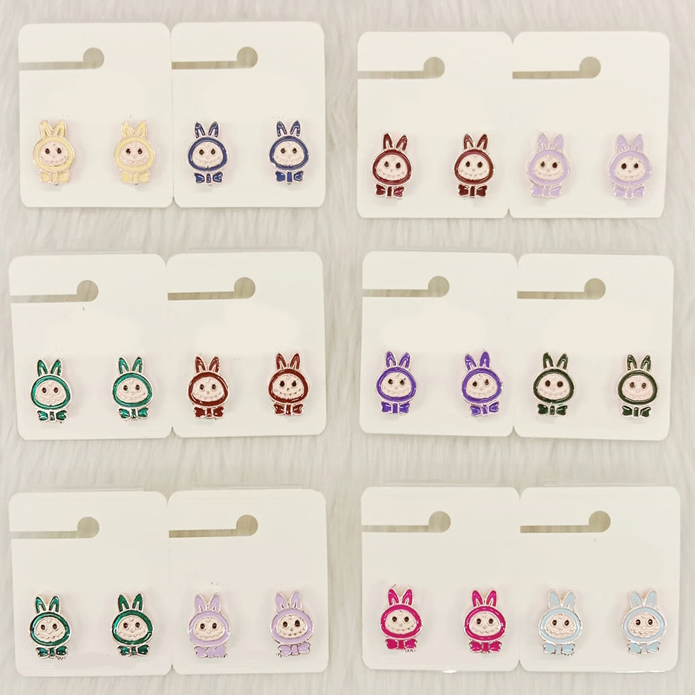 Dhwani Cartoon Style Colorful Labobo Meenakari Studs Earrings