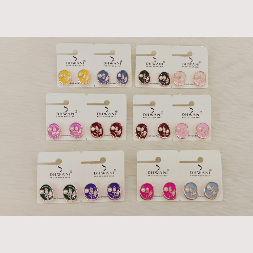 Dhwani Minimalist Meenakari And Pearl Studs Earrings