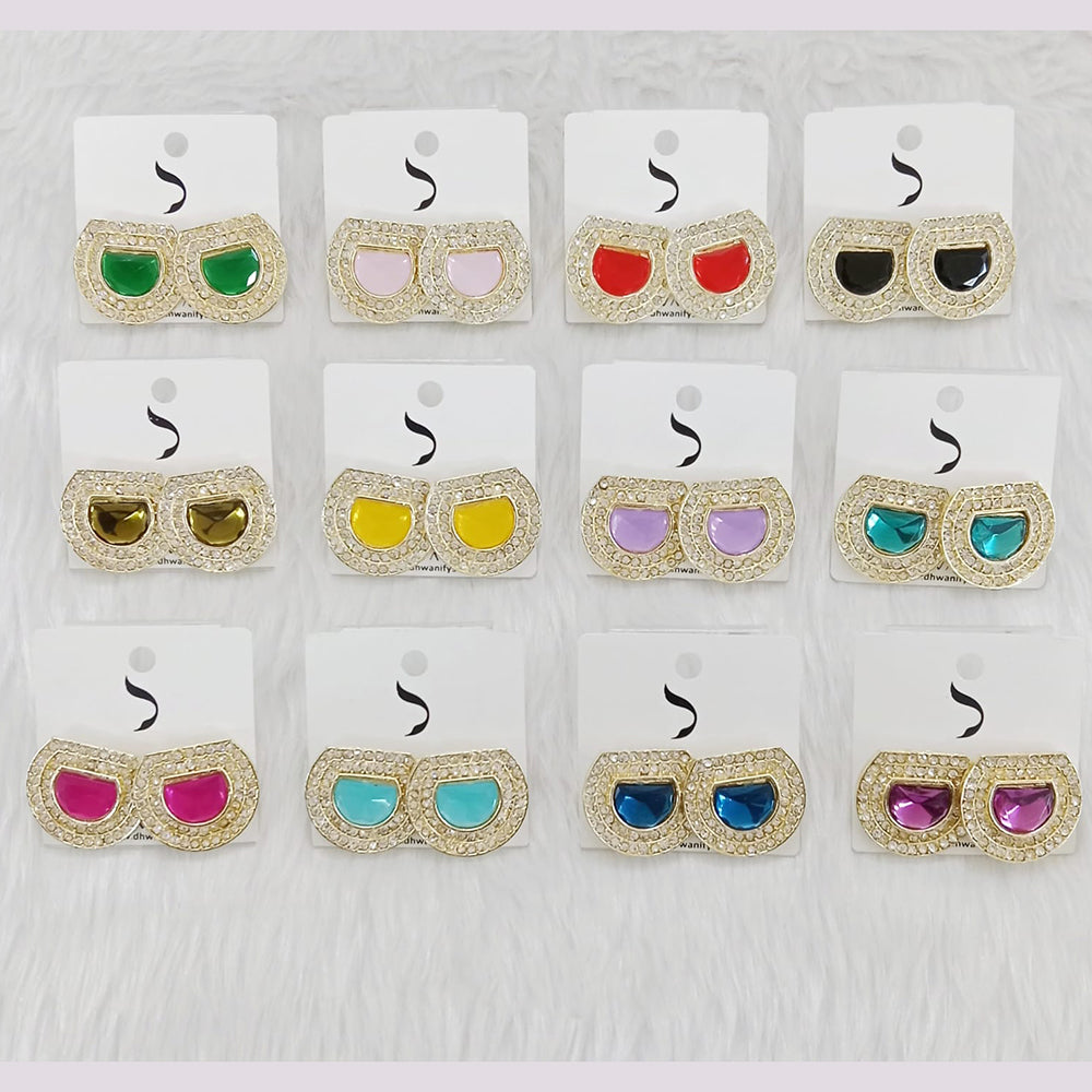 Dhwani Royal Austrian Stone Studs Earrings - (Pack of 12)