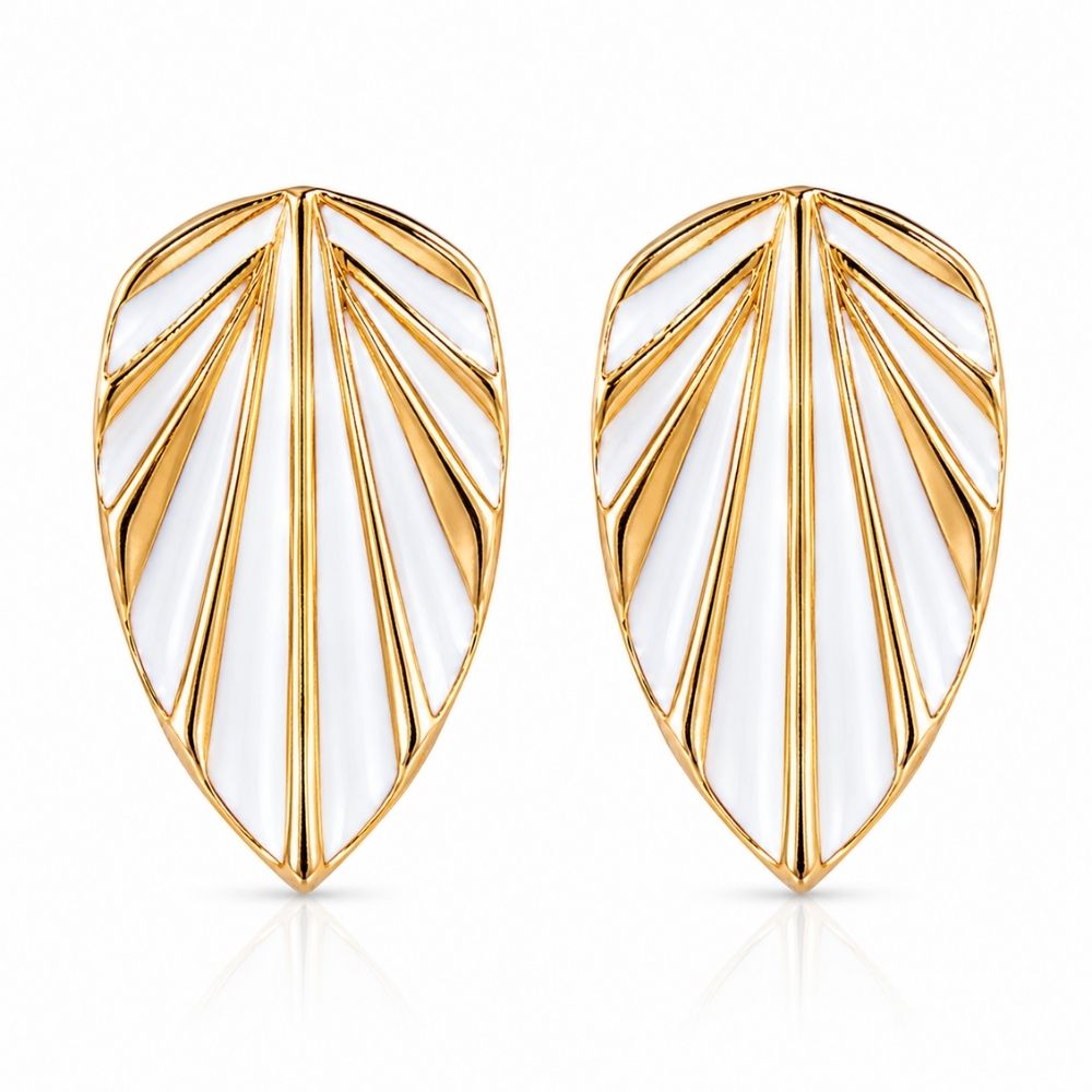 Etnico Fashion Gold Plated Anti Tarnish Leaf Design Stud Earrings for Women & Girls Lightweight Fashion Jewellery (WE002W)