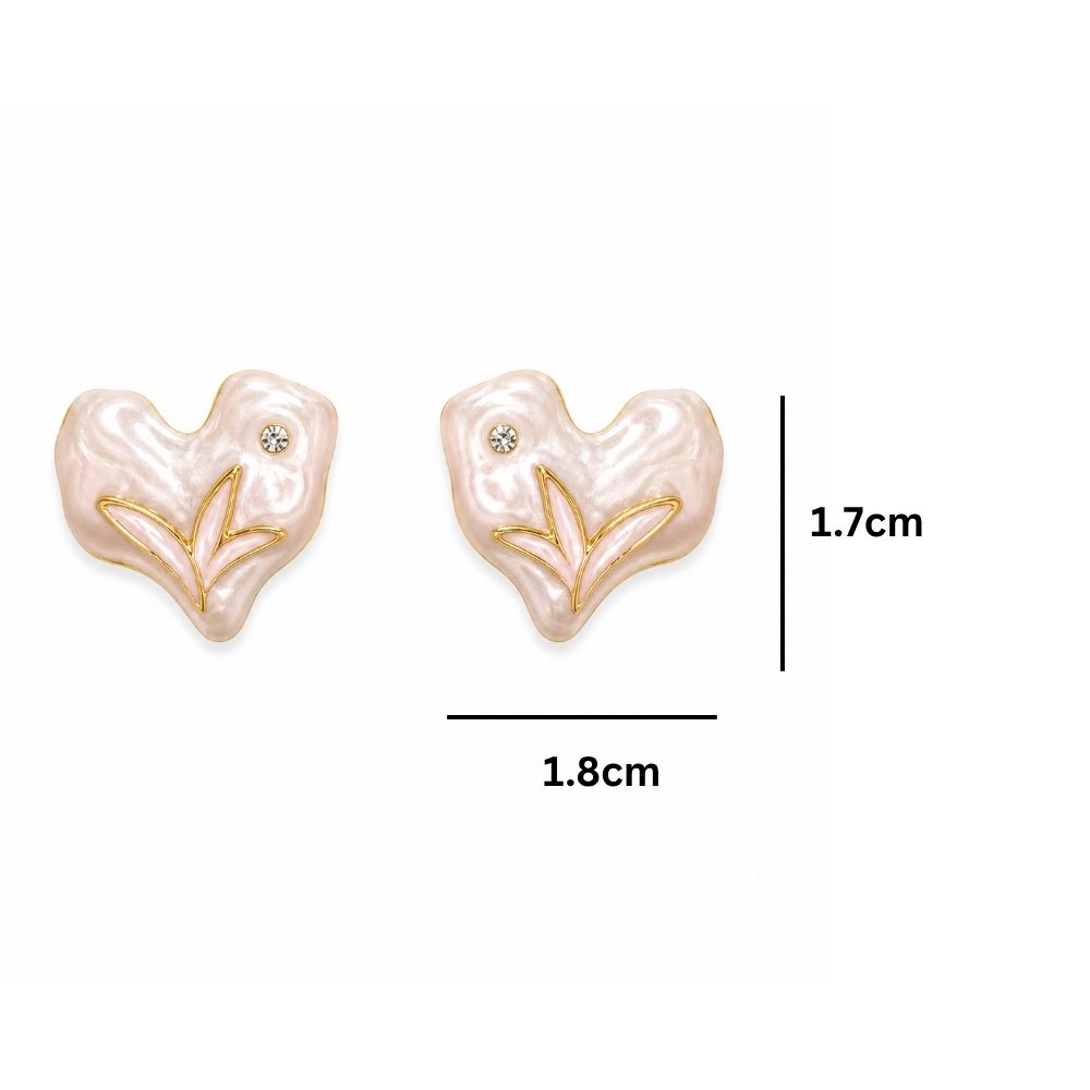 Etnico Fashion Gold Plated Anti Tarnish Heart Design Stud Earrings with Simulated Stone for Women & Girls Lightweight Fashion Jewellery (WE006W)