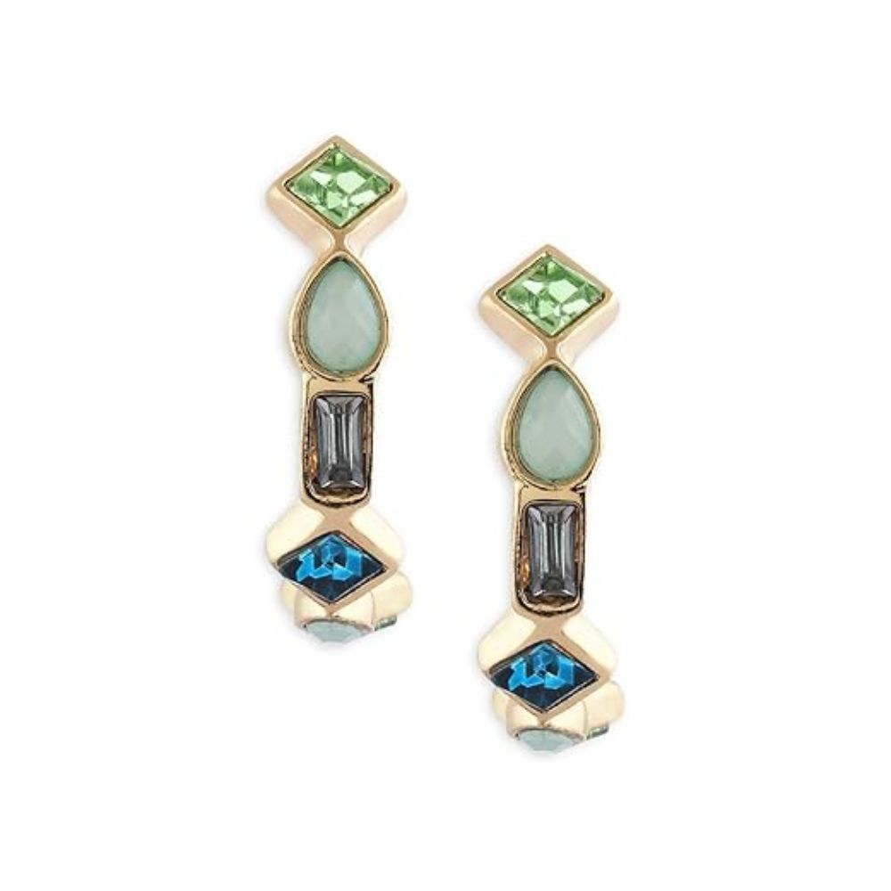 Etnico Fashion Gold Plated Anti Tarnish Multicolor Crystal Hoop Earrings for Women & Girls Stone Studded Lightweight Fashion Jewellery (WE009Mul)