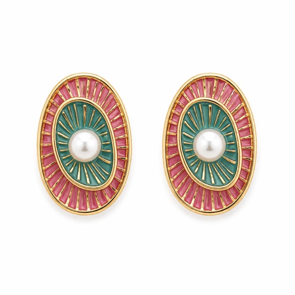 Etnico Fashion Gold Plated Anti Tarnish Multi Colour Pearl & Stone Drop Earrings for Women and Girls Western Jewellery Gift (WE011Mul)