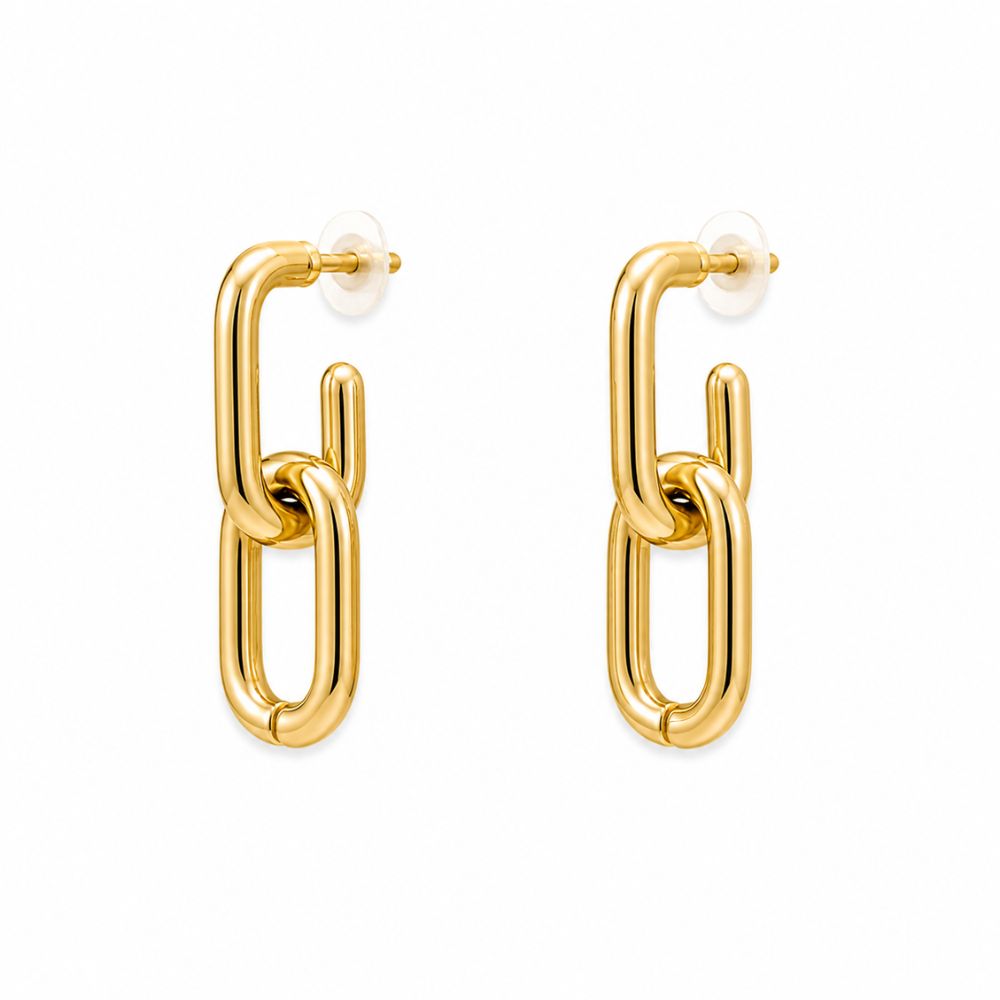 Etnico Fashion Gold Plated Anti Tarnish Link Chain Drop Earrings for Women & Girls Minimalist Statement Dangle Fashion Jewellery (WE015FL)