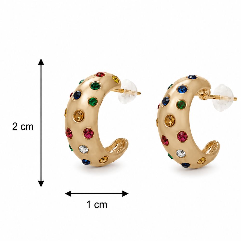 Etnico Fashion Gold Plated Anti Tarnish Multicolor Crystal Hoop Earrings for Women & Girls Fashion Jewellery (WE017FL)