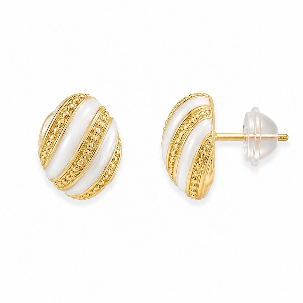 Etnico Fashion Gold Plated Anti Tarnish Pearl Finish Oval Stud Earrings for Women & Girls Elegant Everyday Fashion Jewellery (WE018W)
