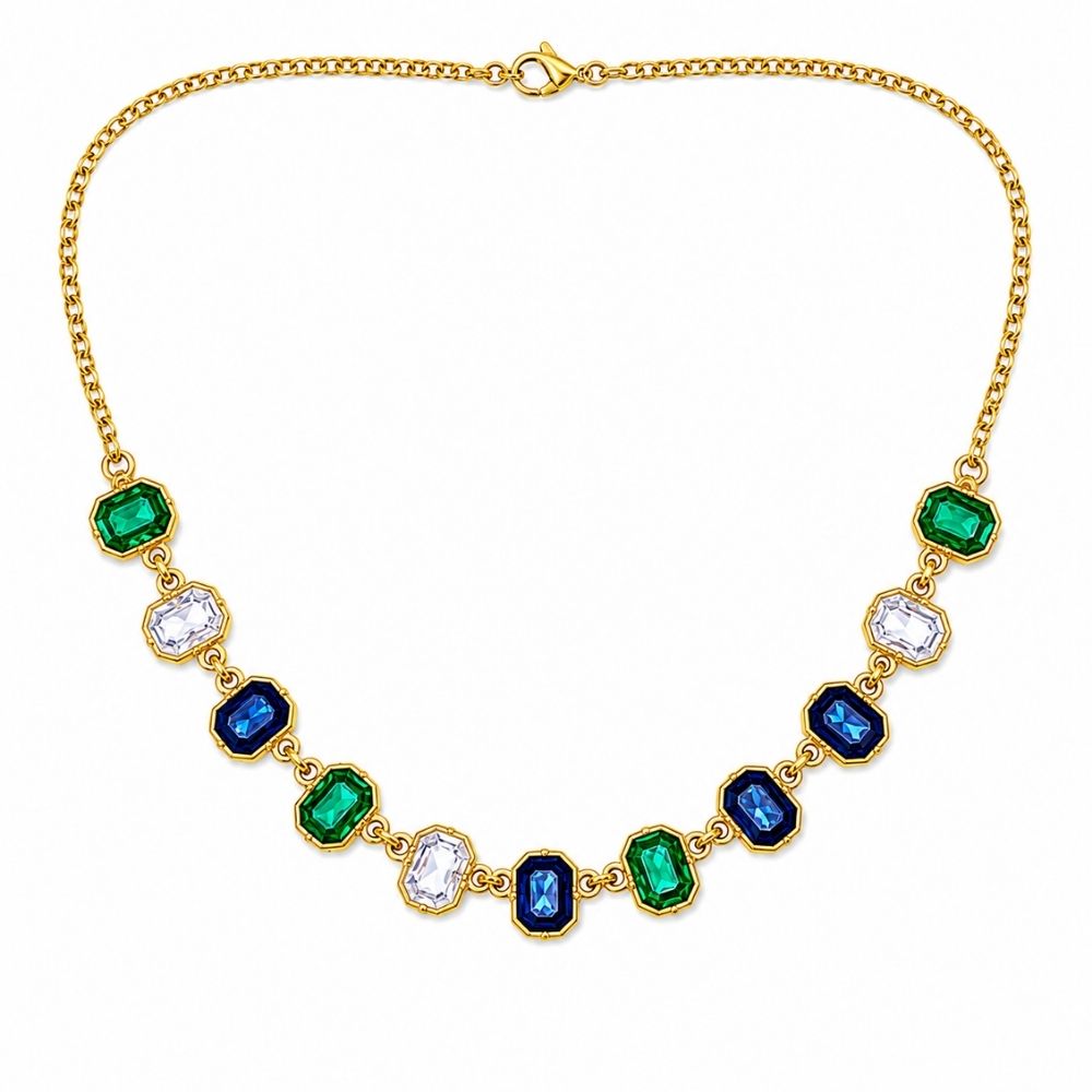 Etnico Fashion Gold Plated Anti Tarnish Multicolor Crystal Necklace for Women & Girls Stylish Fashion Jewellery (WN002Mul)