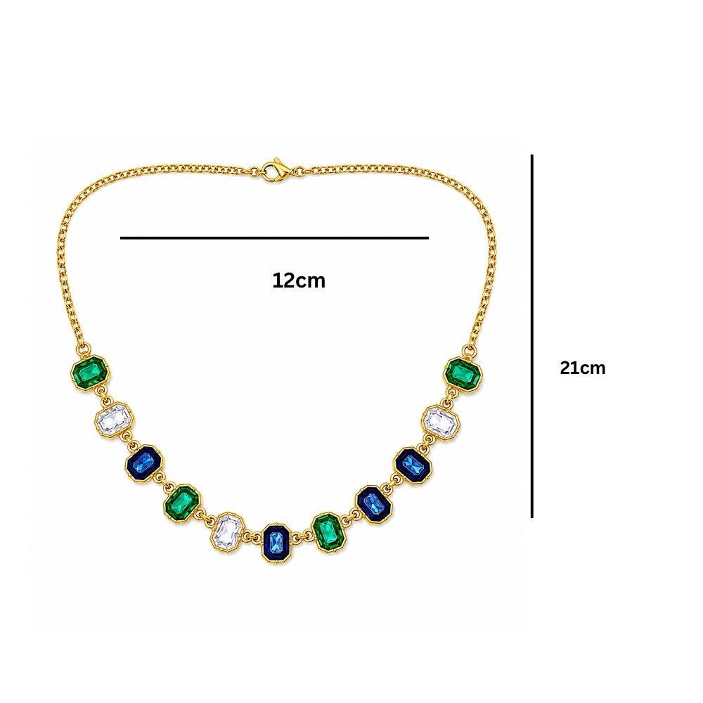 Etnico Fashion Gold Plated Anti Tarnish Multicolor Crystal Necklace for Women & Girls Stylish Fashion Jewellery (WN002Mul)