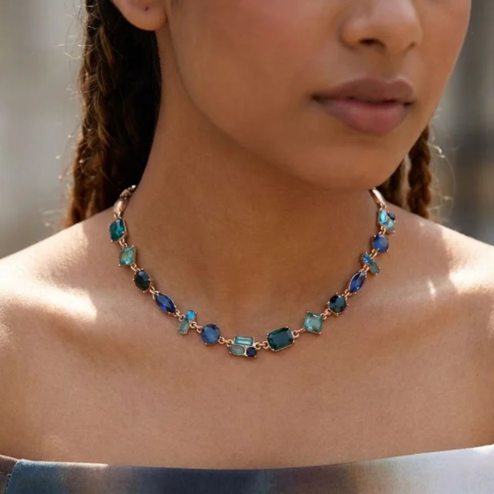 Etnico Fashion Gold Plated Anti Tarnish Multicolor Crystal Tennis Necklace for Women & Girls Stylish Fashion Jewellery (WN003Mul)
