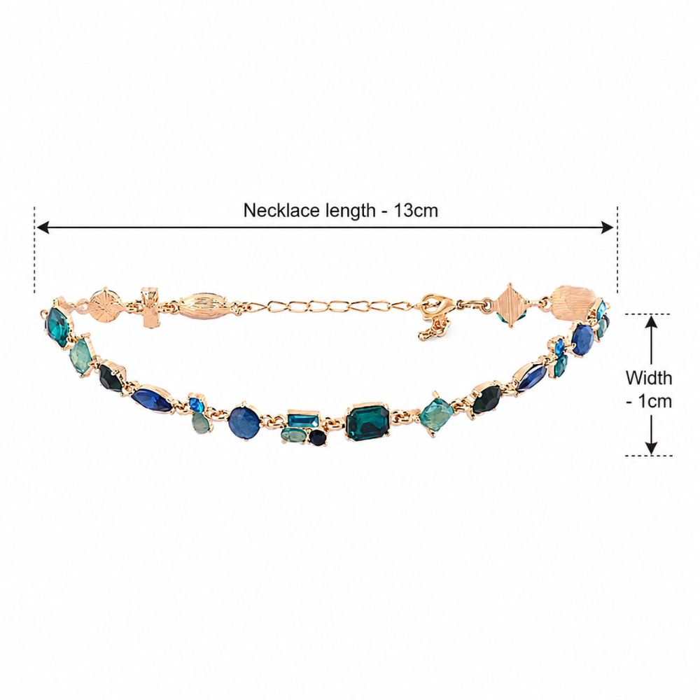 Etnico Fashion Gold Plated Anti Tarnish Multicolor Crystal Tennis Necklace for Women & Girls Stylish Fashion Jewellery (WN003Mul)