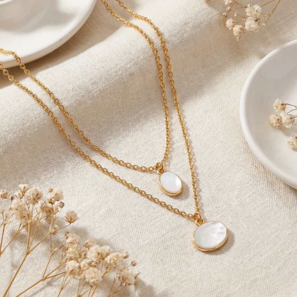 Etnico Fashion Gold Plated Anti Tarnish Layered Pendant Necklace for Women & Girls Stylish Double Layer Chain Necklace Fashion Jewellery (WN008W)