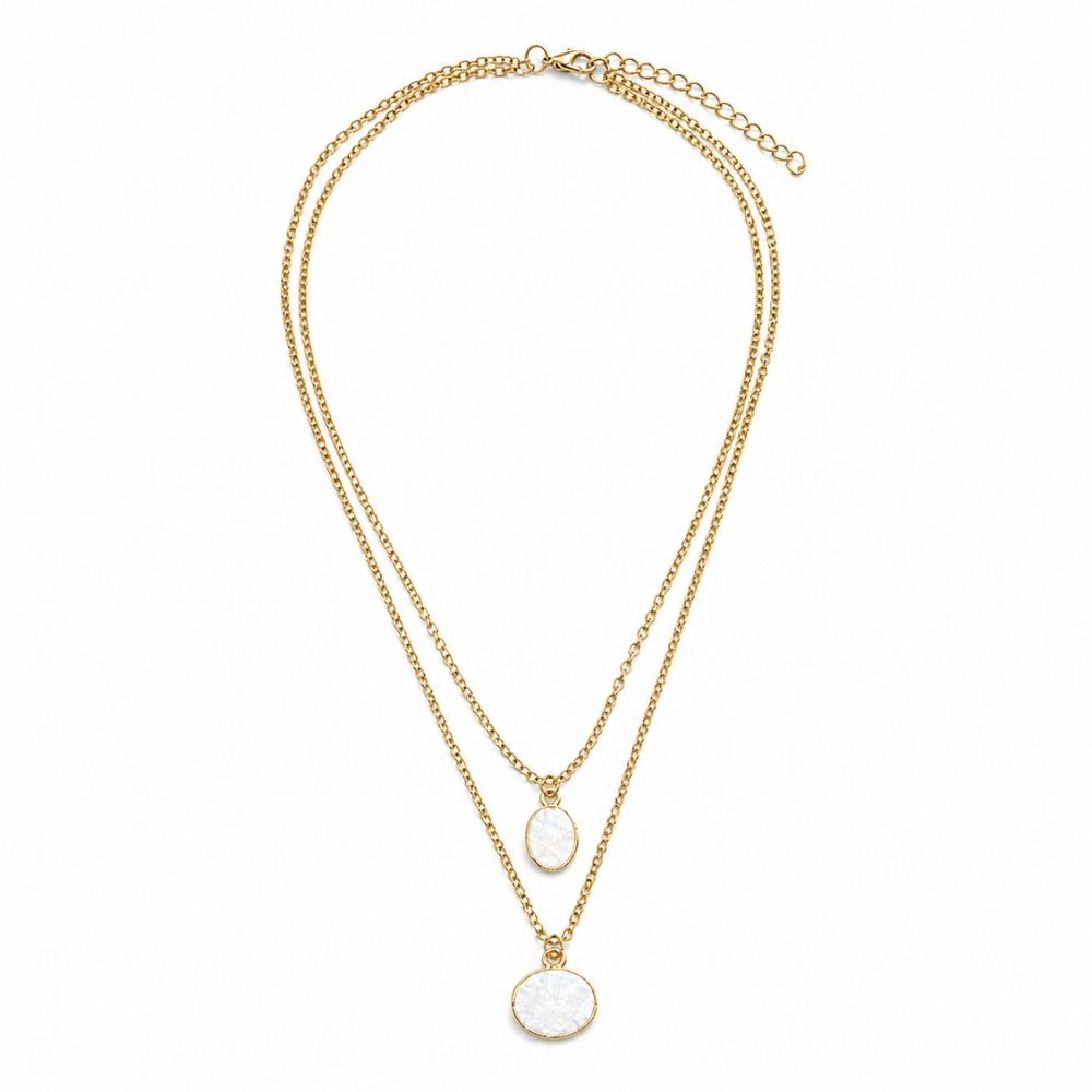 Etnico Fashion Gold Plated Anti Tarnish Layered Pendant Necklace for Women & Girls Stylish Double Layer Chain Necklace Fashion Jewellery (WN008W)