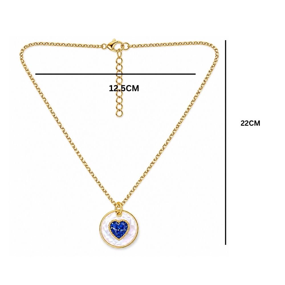 Etnico Fashion Gold Plated Anti Tarnish Blue Heart Pendant Necklace for Women & Girls American Diamond Style Heart Charm Chain Fashion Jewellery (WN009Bl)
