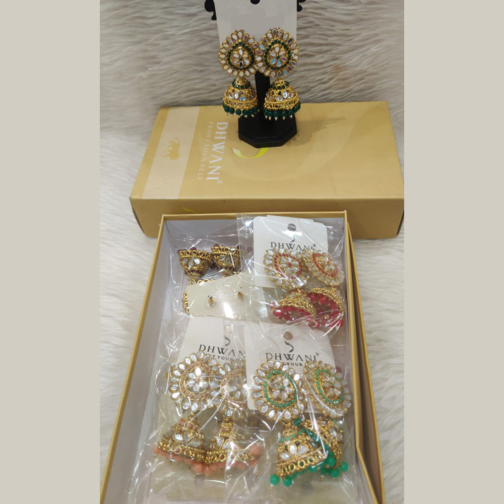 Dhwani Boho Oxidised Plated Mirror And Pearl Jhumki Earrings