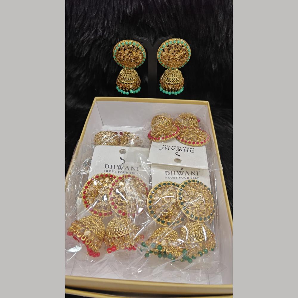Dhwani Gold Plated Graceful Pota Stone And Pearl Jhumki Earrings