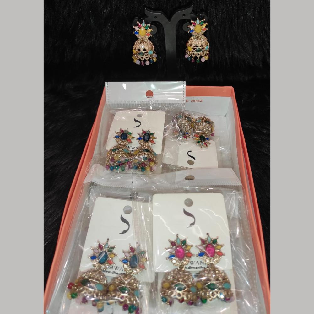 Dhwani Gold Plated Graceful Pota Stone And Pearl Jhumki Earrings