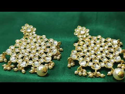 Etnico Traditional Gold Plated Chandbali Earrings Encased With Faux Kundans For Women/Girls (E2490W)