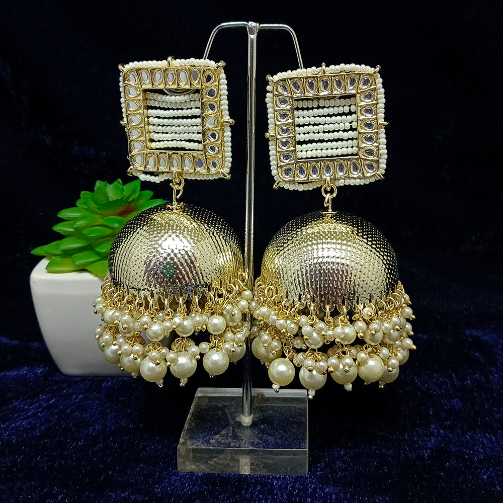 Matchit Gold Plated Meenakari Jhumki Earrings - JW-10101063WH