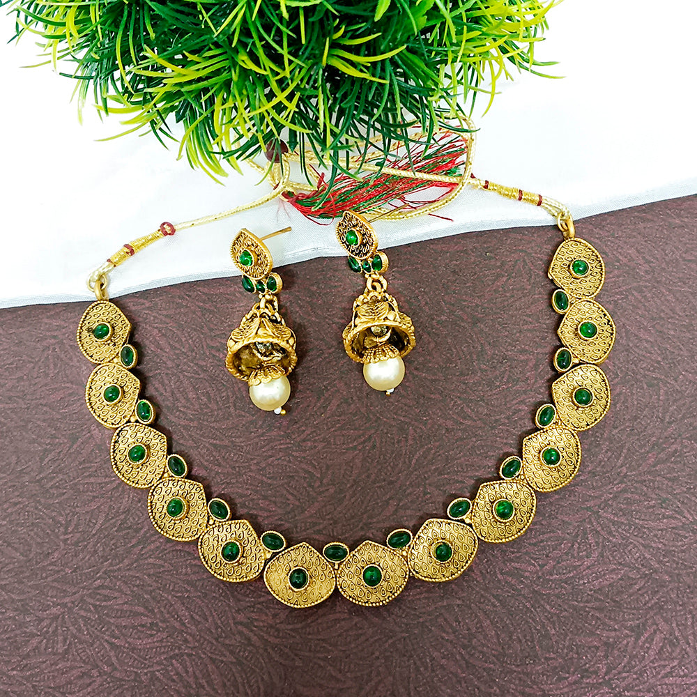 Matchit Pota Stone Gold Plated Necklace Set - JW-10161035GR