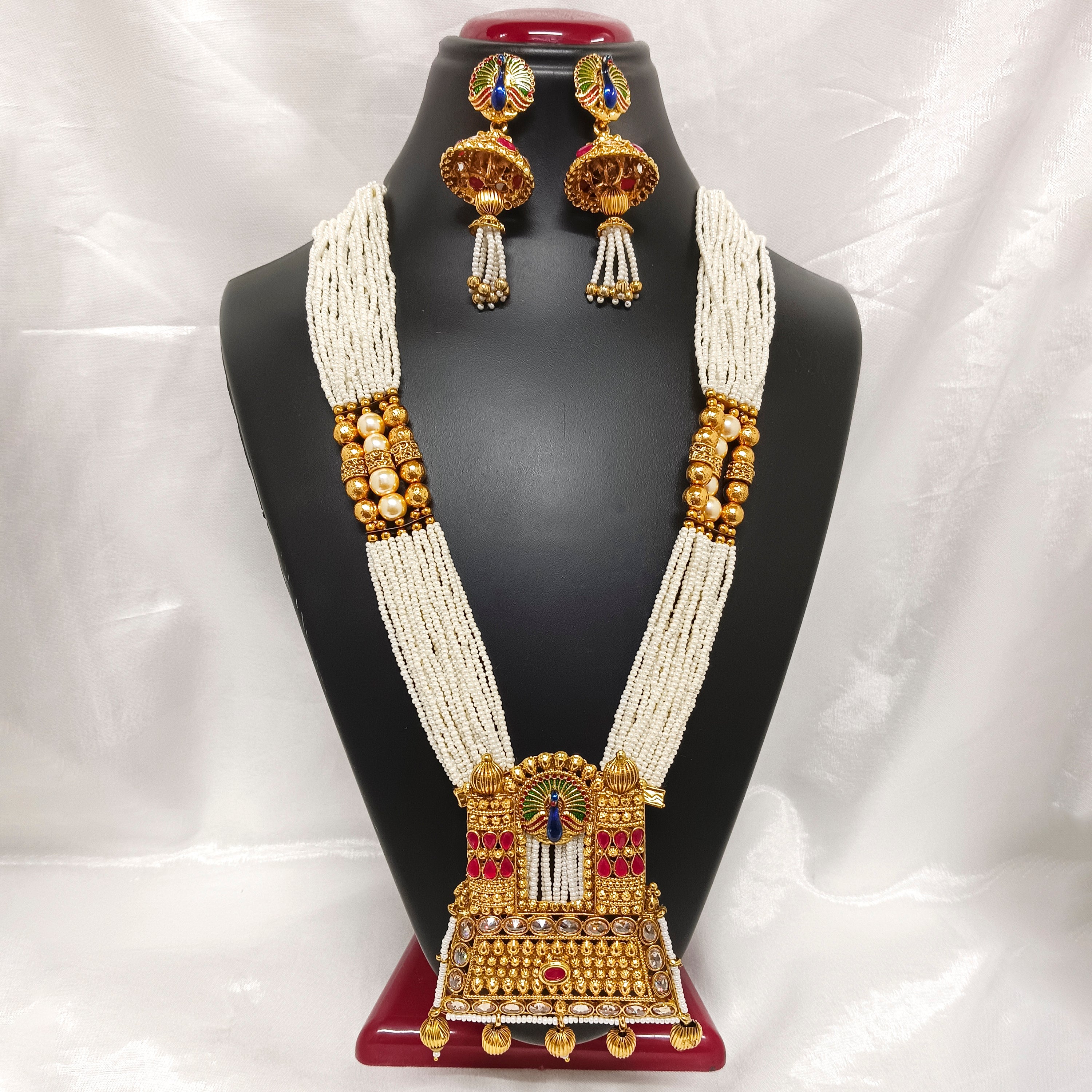 Bhavi Jewels Kundan Stone Gold Plated Necklace Set