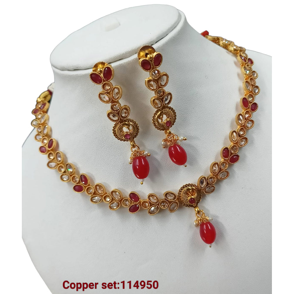 Padmawati Bangles Pota Stone Copper Necklace Set