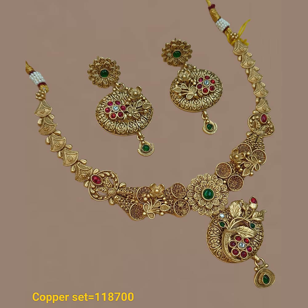 Pota Stone Gold Plated Choker Necklace Set - 10311304