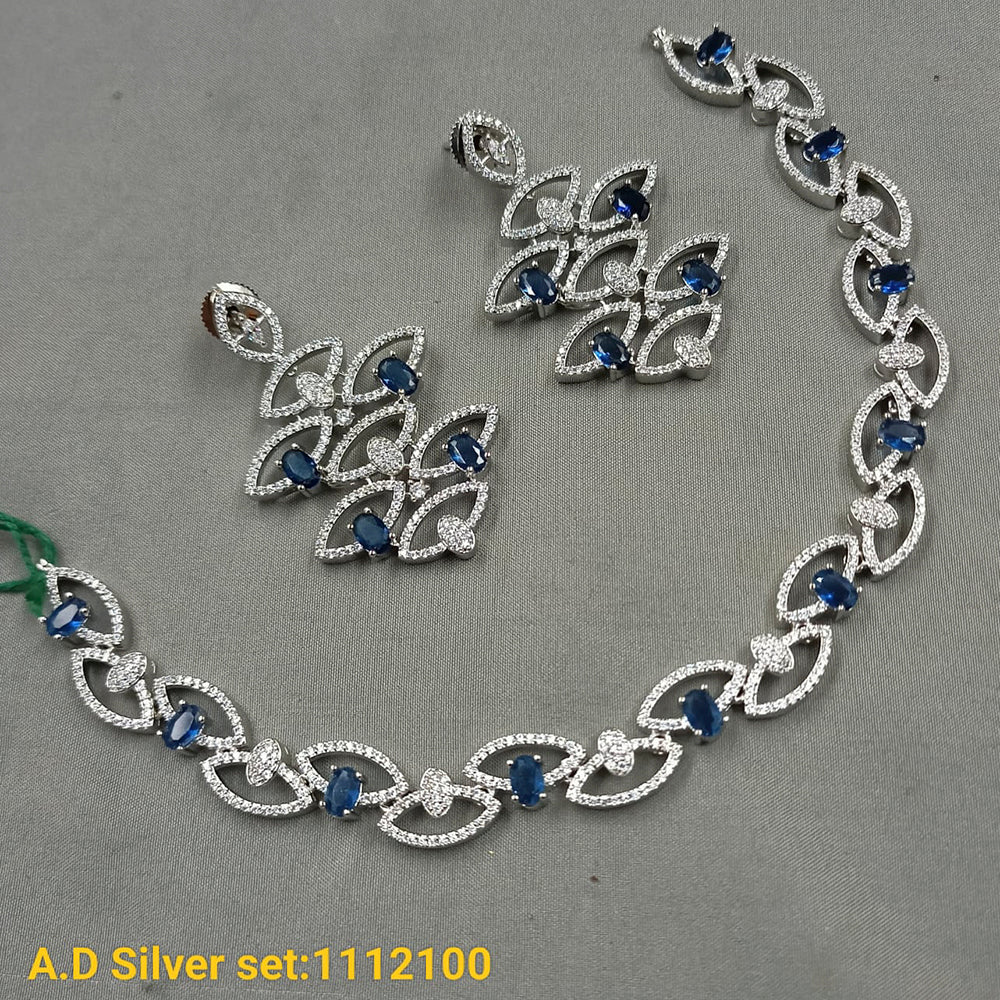 Padmavati Bangles Silver Plated AD Stone Necklace Set