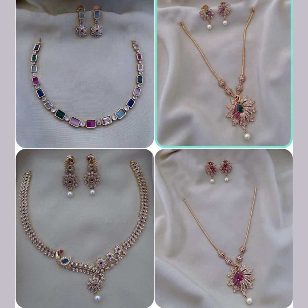 F S Collection Gold Plated Necklace Combo Set