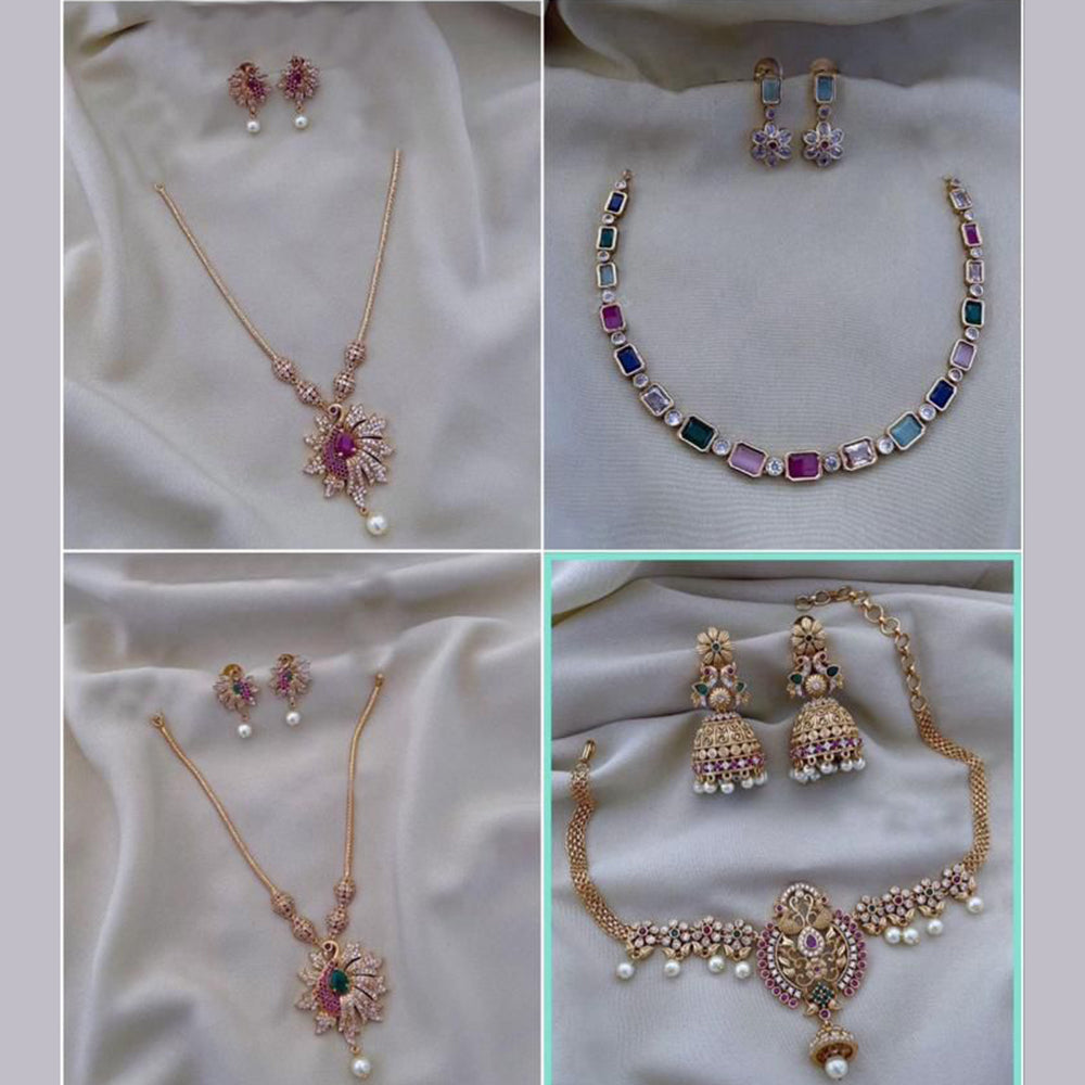 F S Collection Gold Plated Necklace Combo Set
