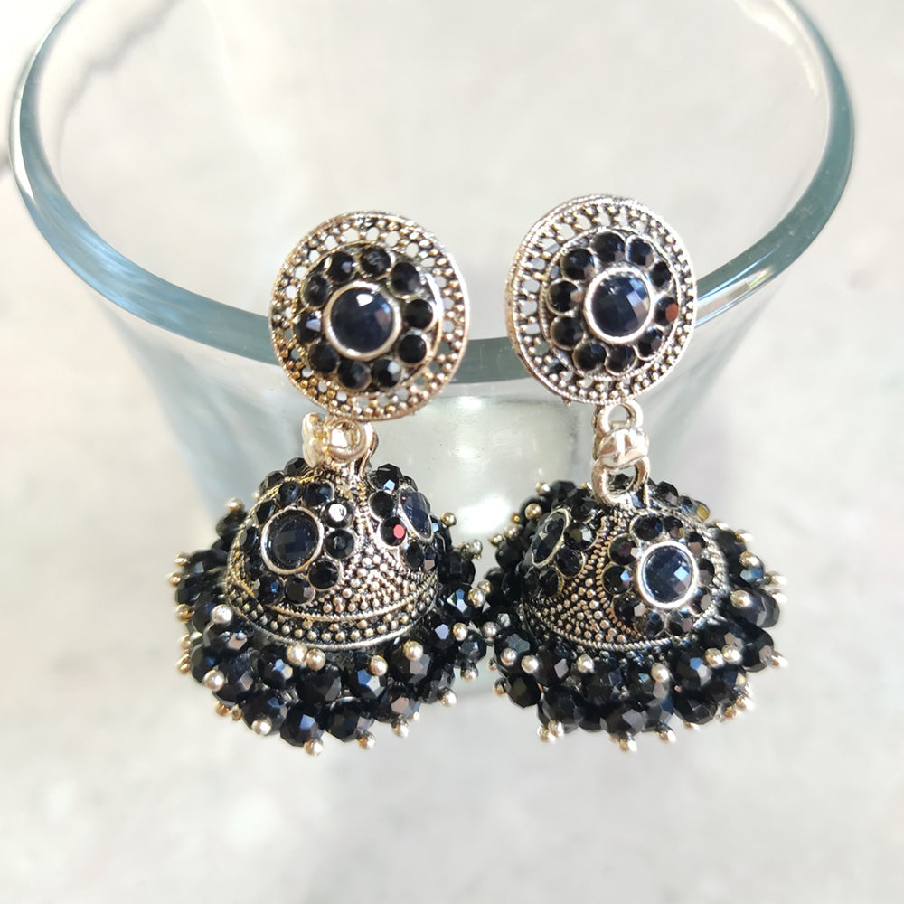 H K Fashion Gold Plated Austrian Stone Jhumki Earrings