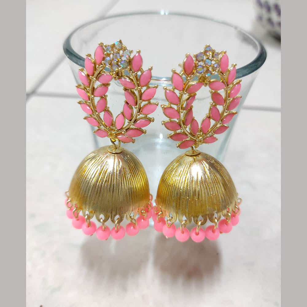 H K Fashion Gold Plated Crystal Stone Jhumki Earrings