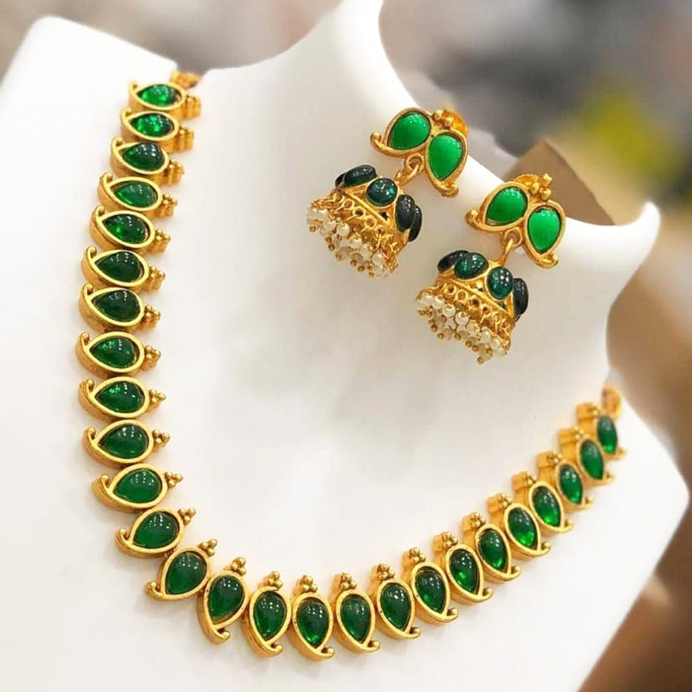 India Art Gold Plated Pota Stone Necklace Set