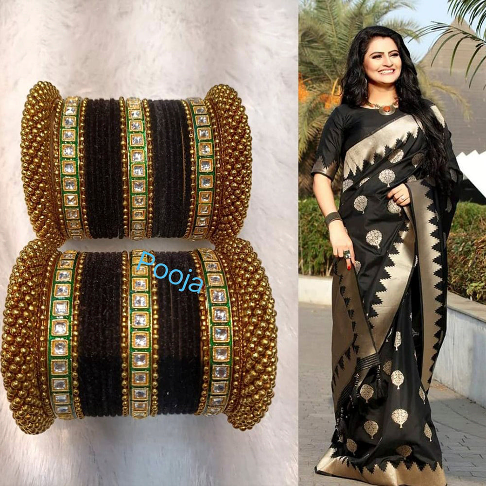 Pooja Bangles Kundan & Thread Gold Plated Bangles Set