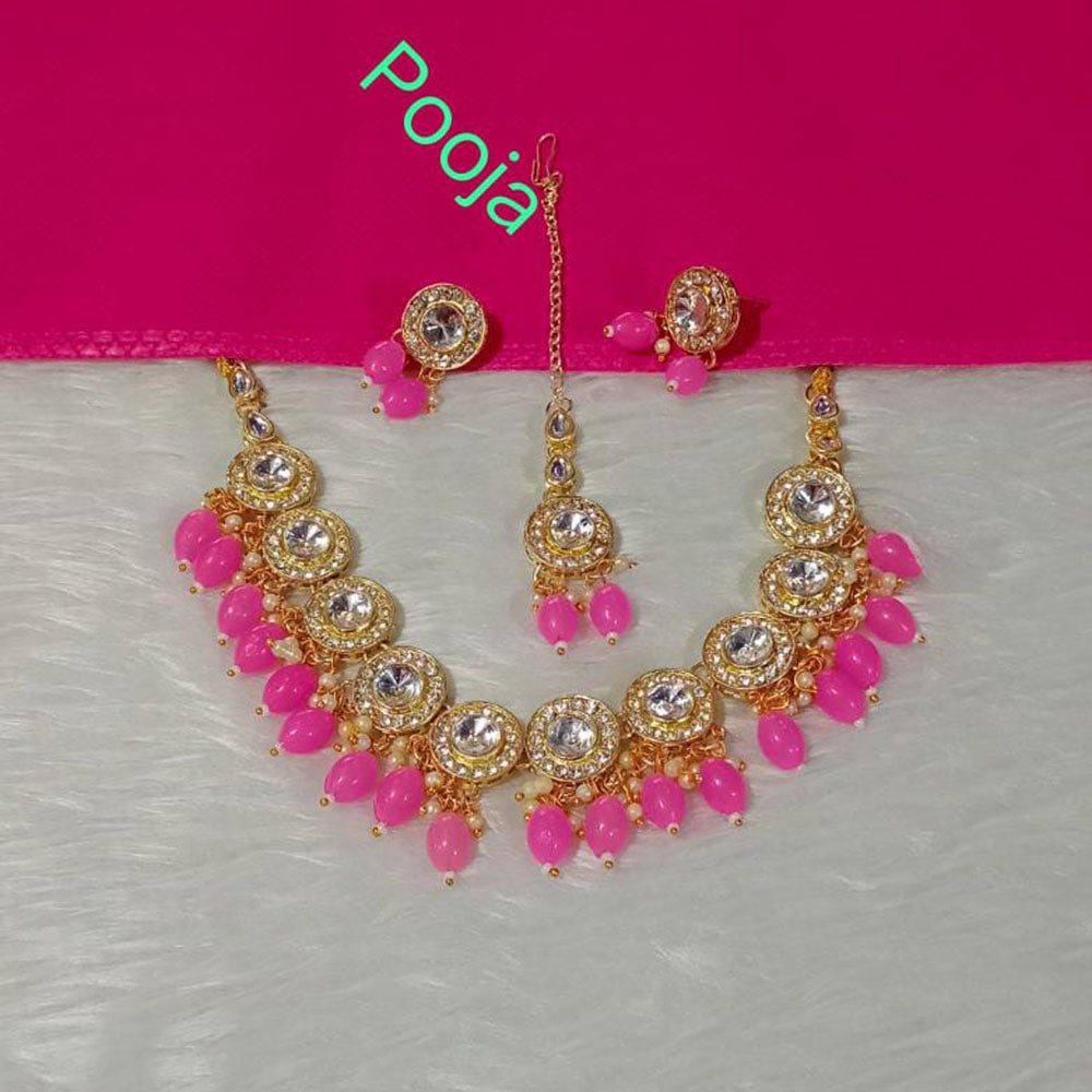 Pooja Bangles Gold Plated Crystal Stone Necklace Set
