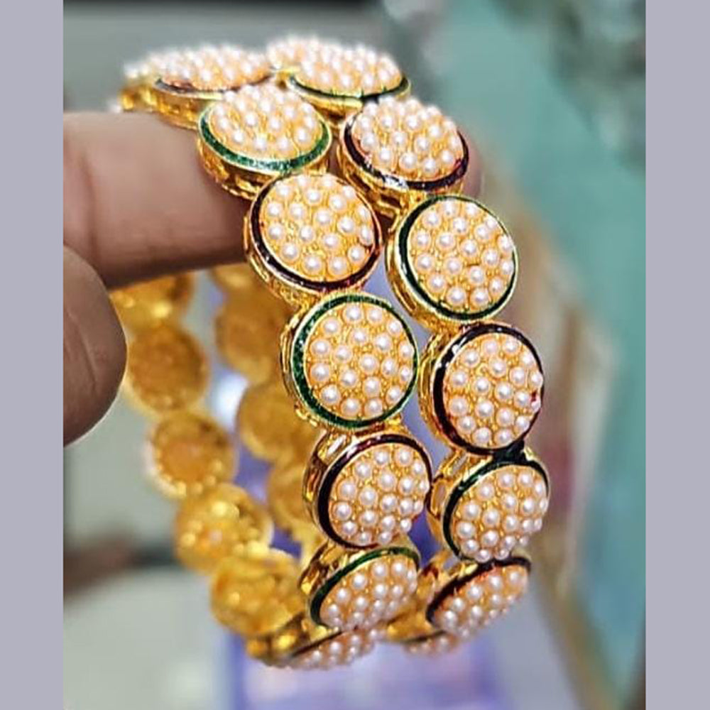 Pooja Bangles Gold Plated Pearl Bangle Set