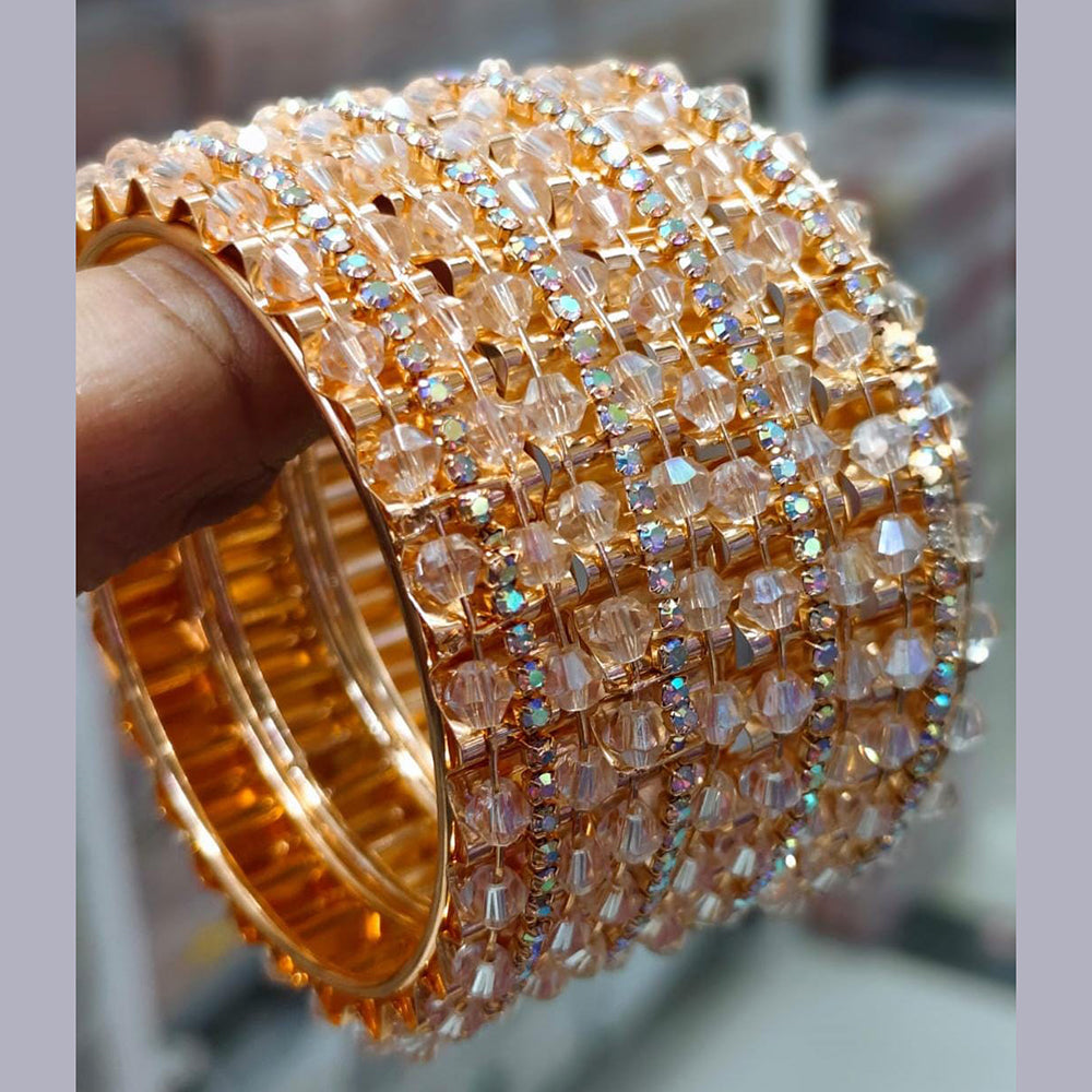 Pooja Bangles Rose Gold Plated Pearl Bangle Set