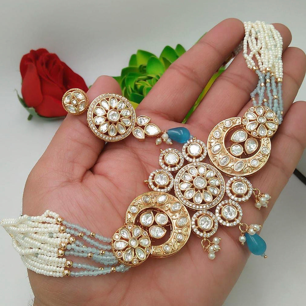 Everlasting Quality Jewels Gold Plated Kundan Stone Choker Necklace Set